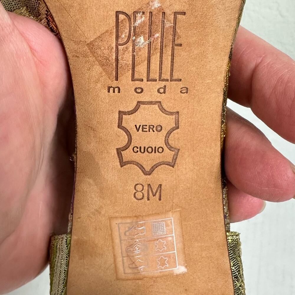 Pelle Moda Metallic Peep Toe Rhinestone Heels Leather Size 8 - Picture 8 of 9